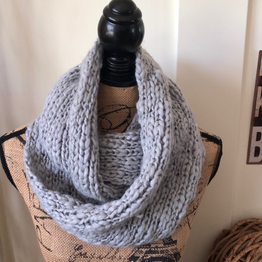 Lauren Conrad Gray Metallic Thread Loop Scarf